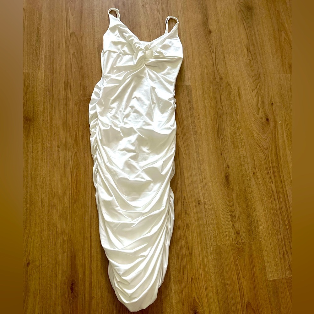 White ruched dress
